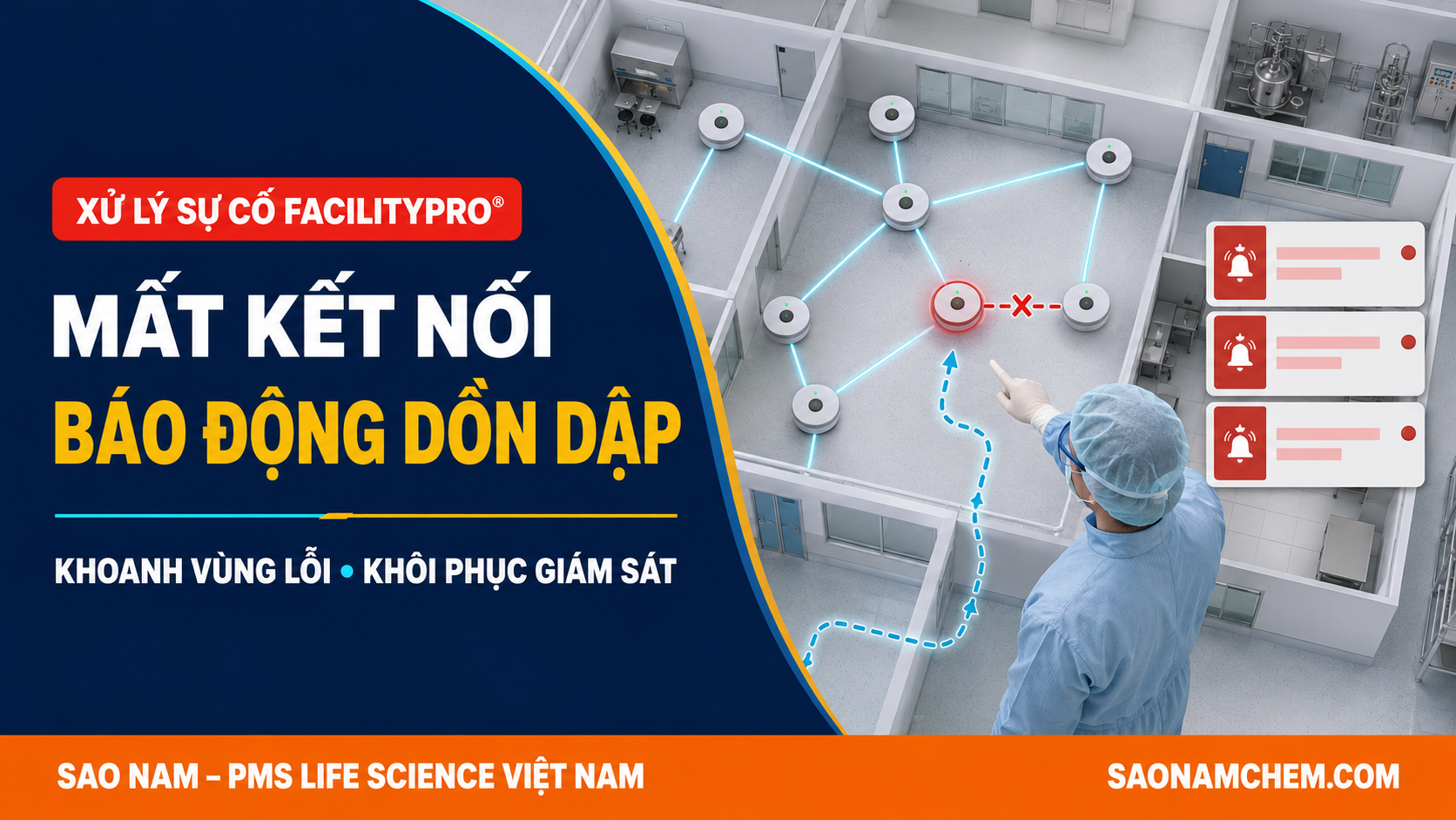 FacilityPro mất kết nối hoặc báo động dồn dập: ứng phó hệ giám sát phòng sạch dược